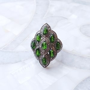 Rianne • Russian Diopside & Diamond Dinner Ring